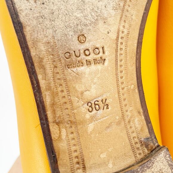 Gucci Yellow Orange Brixton Horsebit Leather Collapsible-heel Loafer EU sz 36.5 - Picture 12 of 12